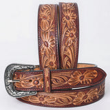 Small American Darling Floral Hand Carved Men and Women Genuine American Leather Belt Brown Gorgeous Hand Tooled - Uhorse
