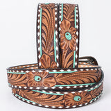 American Darling Floral Hand Carved Men & Women Genuine American Leather Belt Brown Gorgeous Hand Painted & Tooled