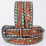 X-Large American Darling Floral Hand Carved Men and Women Genuine American Leather Belt Brown Gorgeous Hand Tooled - Uhorse