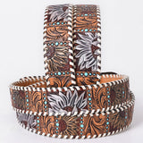 American Darling Floral Hand Carved Men & Women Genuine American Leather Belt Brown Gorgeous Hand Painted & Tooled