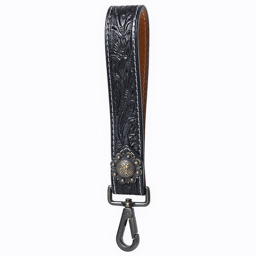 American Darling ADKR217 Hand Tooled Genuine Leather Wristlet Key Ring - Uhorse