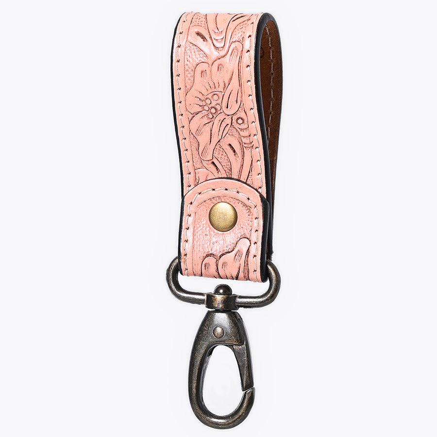 American Darling ADKR218 Hand Tooled Genuine Leather Wristlet Key Ring - Uhorse