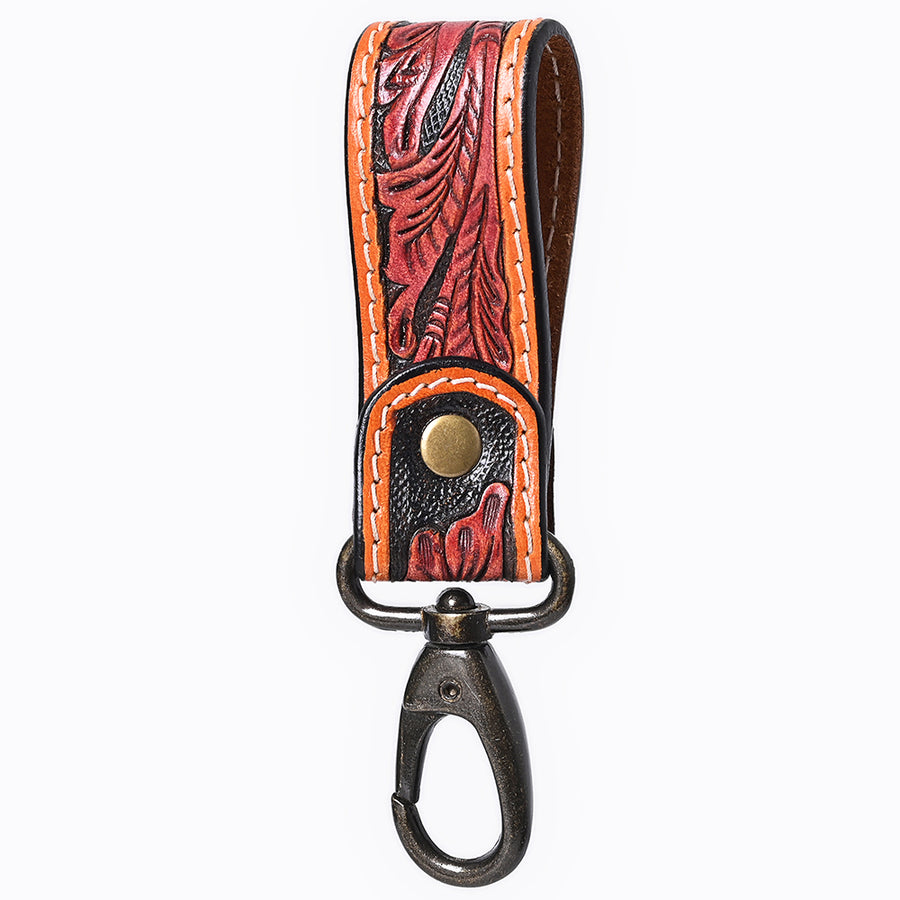 American Darling ADKR218 Hand Tooled Genuine Leather Wristlet Key Ring - Uhorse