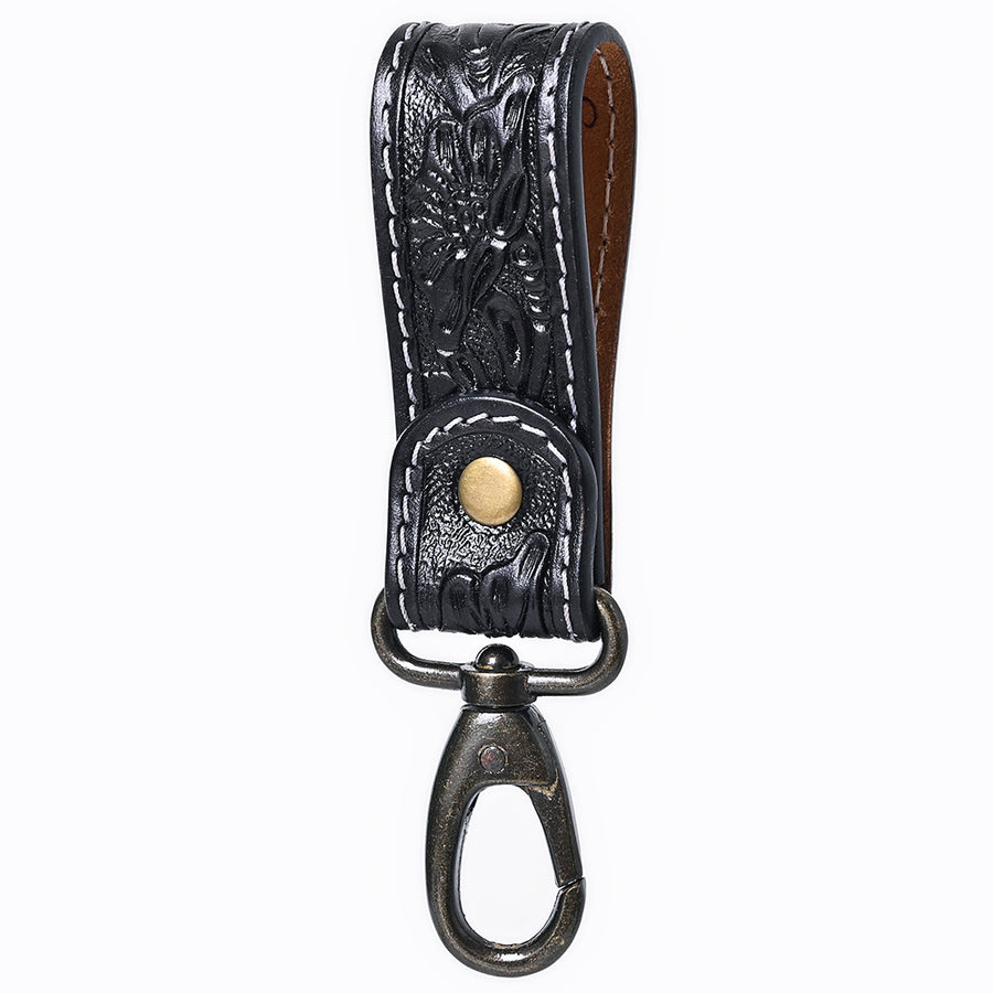 American Darling ADKR218 Hand Tooled Genuine Leather Wristlet Key Ring - Uhorse