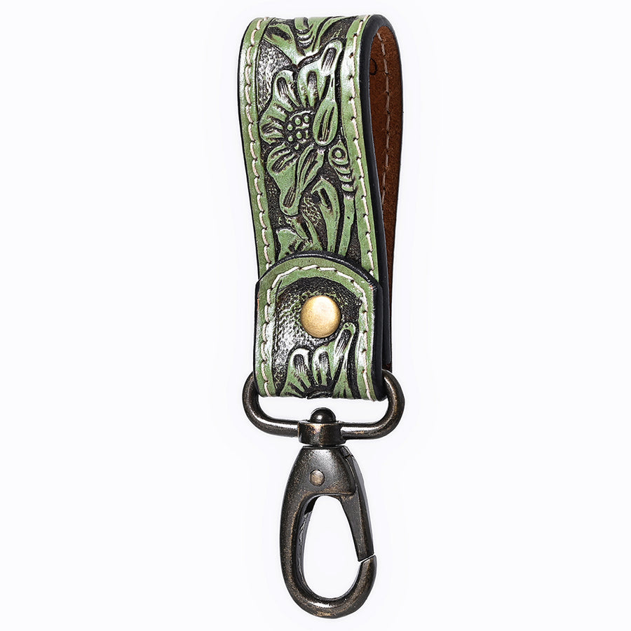 American Darling ADKR218 Hand Tooled Genuine Leather Wristlet Key Ring - Uhorse