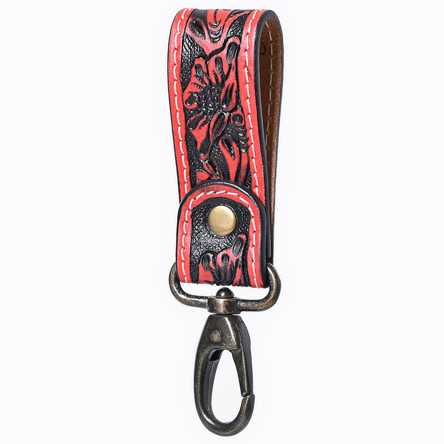 American Darling ADKR218 Hand Tooled Genuine Leather Wristlet Key Ring - Uhorse