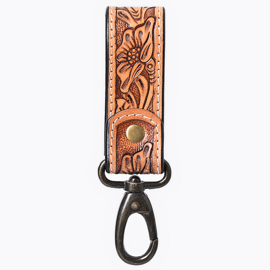 American Darling Hand Tooled Genuine Leather Wristlet Key Ring