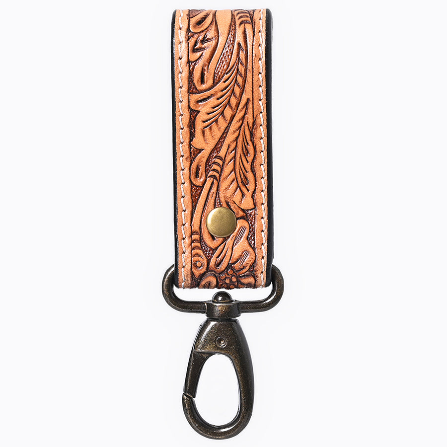 American Darling Hand Tooled Genuine Leather Wristlet Key Ring
