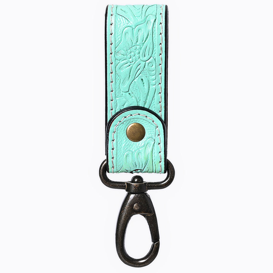 American Darling Hand Tooled Genuine Leather Wristlet Key Ring