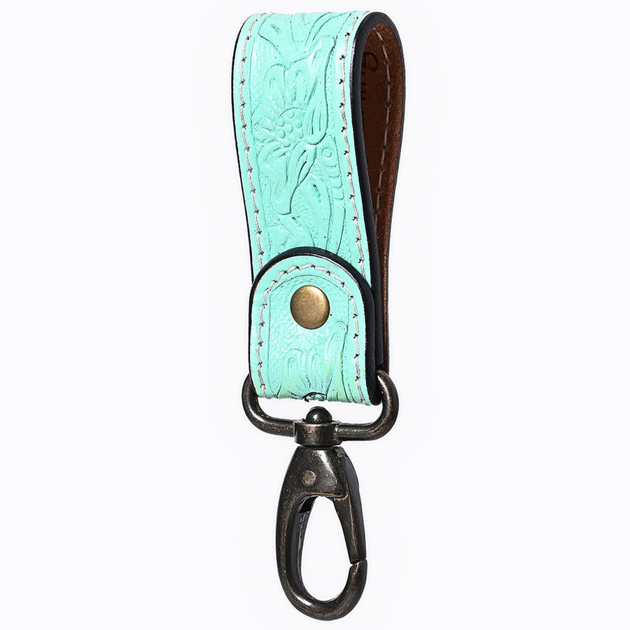 American Darling ADKR218 Hand Tooled Genuine Leather Wristlet Key Ring - Uhorse