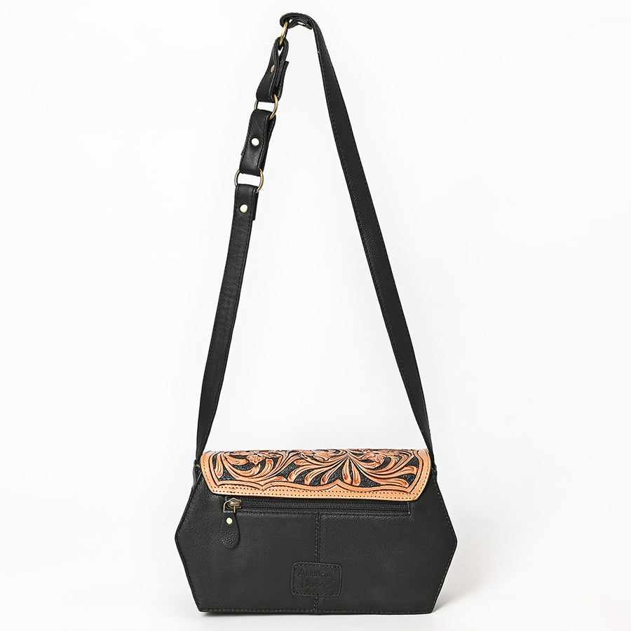 American Darling Small Cross body Bag - Hand Tooled Floral Carved Flap Eco-Friendly Vegetable Tanned Genuine Leather