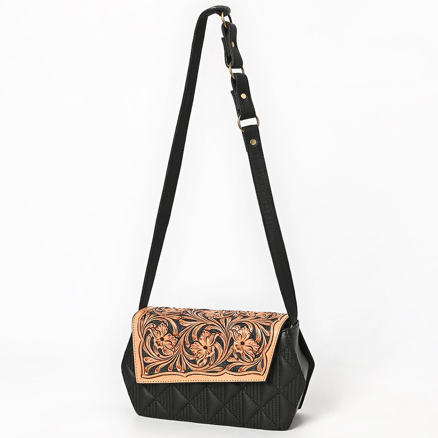 American Darling Hand Tooled Floral Carved Leather Small Cross body Bag - Uhorse