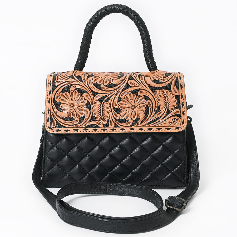 American Darling Messenger Bag Hand Tooled Floral Carved Quilted Genuine Leather Western Crossbody for Women