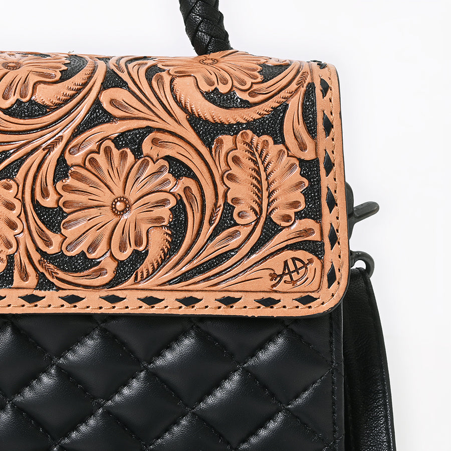 American Darling Messenger Bag Hand Tooled Floral Carved Quilted Genuine Leather Western Crossbody for Women