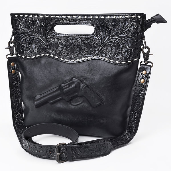 American Darling Hand Tooled Floral Carved Leather Western Clutch Bag - Uhorse