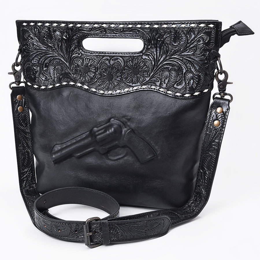 American Darling Hand Tooled Floral Carved Leather Western Clutch Bag - Uhorse