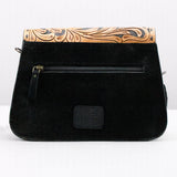 American Darling Western Tooled Suede Leather Crossbody Bag Black & Tan