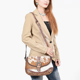 American Darling Crossbody Beautifully hand tooled Hair On Genuine Leather women handbag
