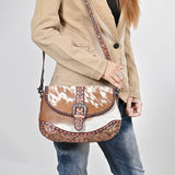 American Darling Crossbody Beautifully hand tooled Hair On Genuine Leather women handbag