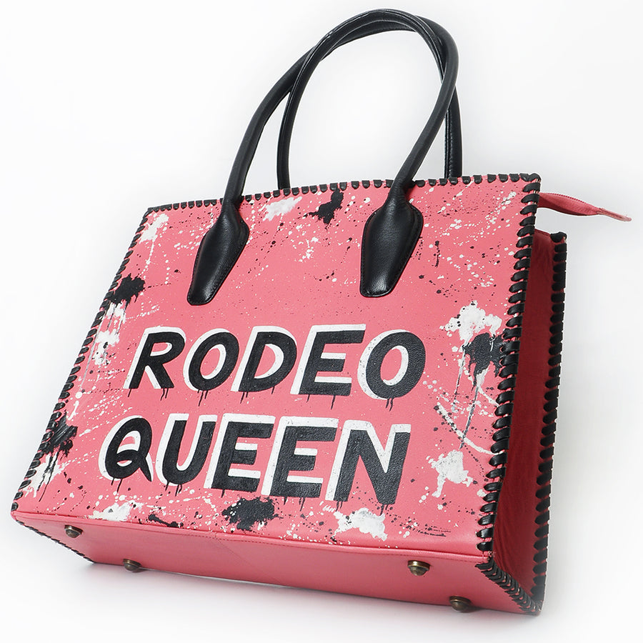 Never Mind Tote Hand Painted Genuine Cowhide Leather Women Bag Western Handbag Purse