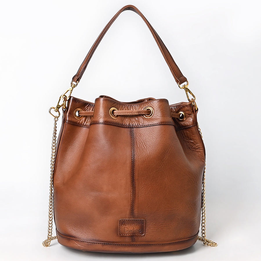 American Darling Bucket Chain Strap Genuine Leather Women Bag Western Handbag Purse