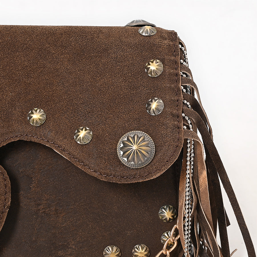 American Darling Quilted Leather Cross body Bag - Hand Tooled Floral Carved Buck Stitched Eco-Friendly Vegetable Tanned Purse