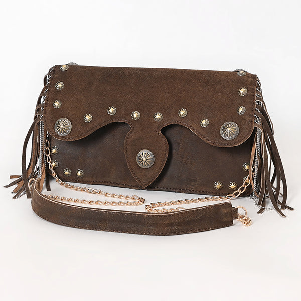 American Darling Hand Tooled Floral Carved Buck Stitched Leather Cross body Bag - Uhorse