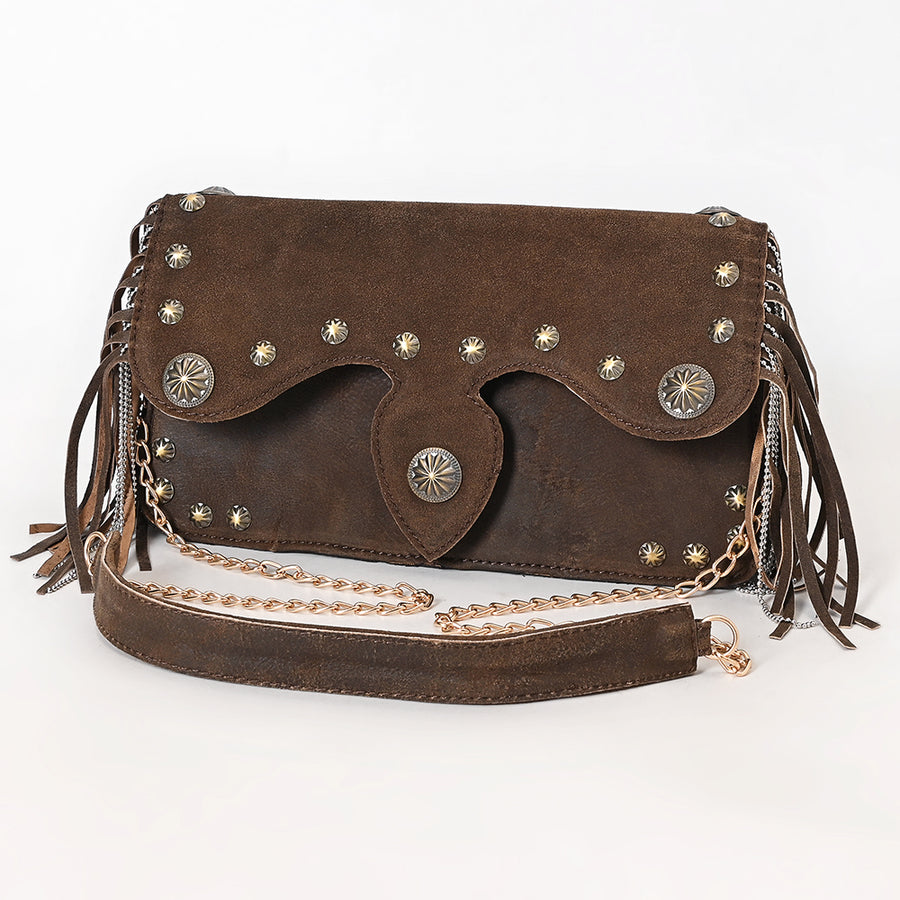 American Darling Hand Tooled Floral Carved Buck Stitched Leather Cross body Bag - Uhorse