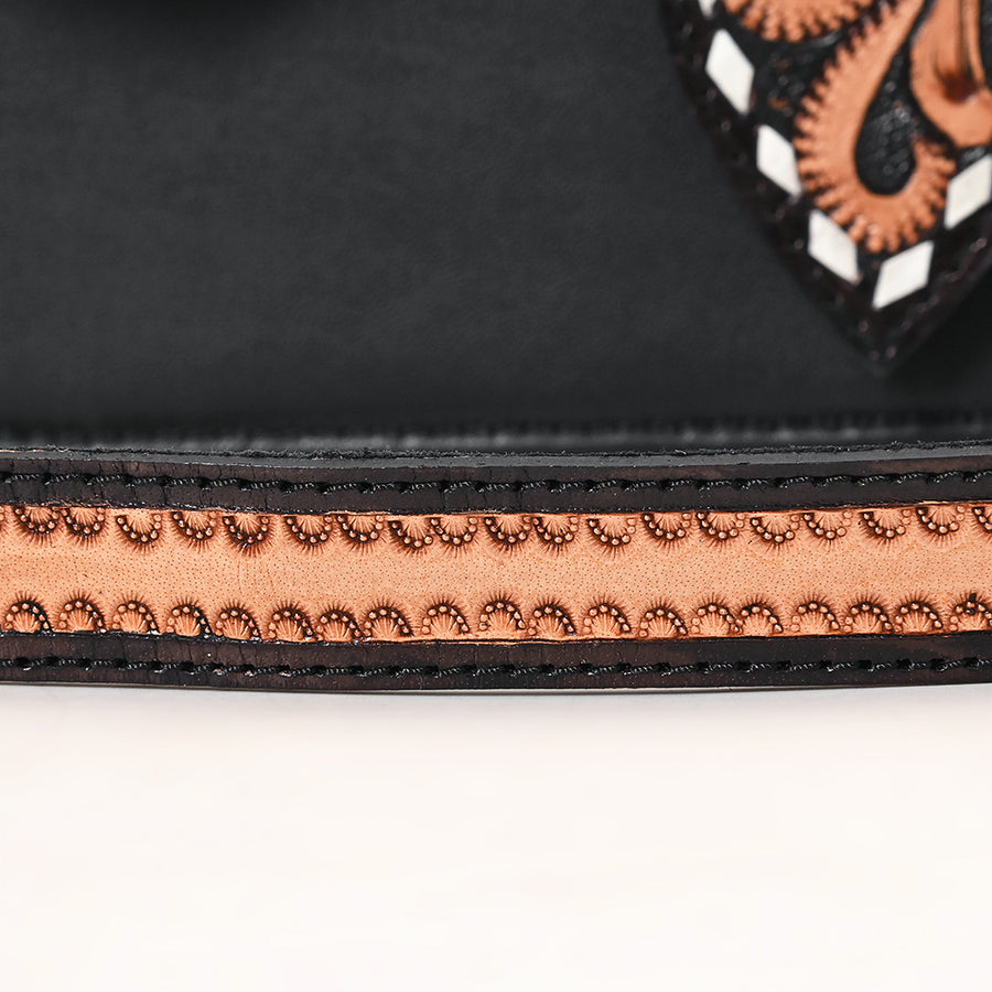 American Darling Quilted Leather Cross body Bag - Hand Tooled Floral Carved Buck Stitched Eco-Friendly Vegetable Tanned Purse