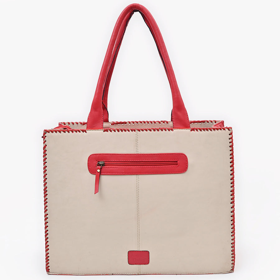 American Darling Embroidered Vegetable-Tanned Genuine Leather Tote Bag with Braided Accents and YKK Zipper