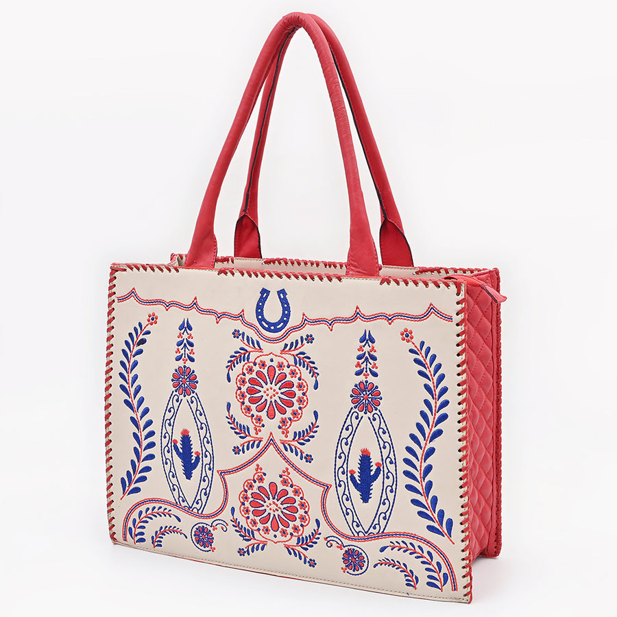 American Darling Embroidered Braided Genuine Leather Western Tote Bag - Uhorse