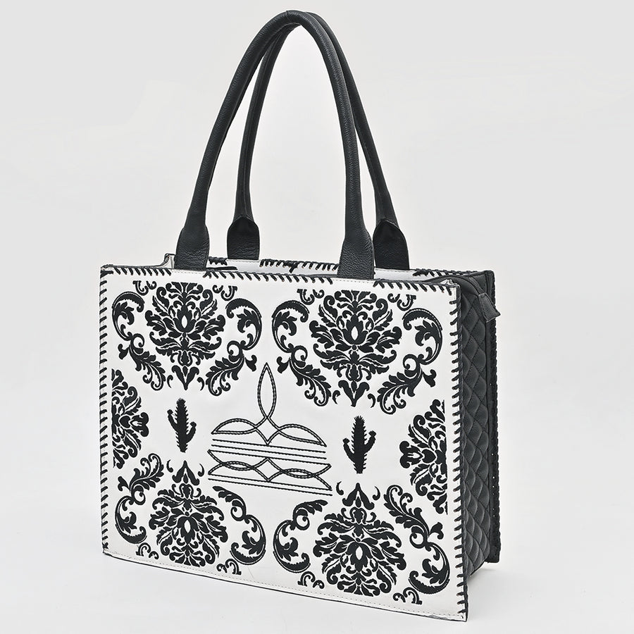 American Darling Quilted Embroidered Genuine Leather Western Tote Bag - Uhorse