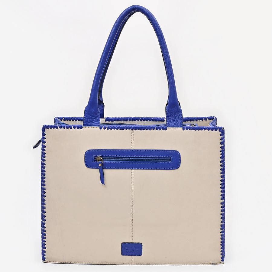 American Darling Western Tote Bag, Embroidered Canvas with Vegetable-Tanned Genuine Leather Trim, Large Boho Handbag for Women
