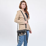 American Darling Small Crossbody Beautifully Hand Tooled Hair on Leather women handbag Purse
