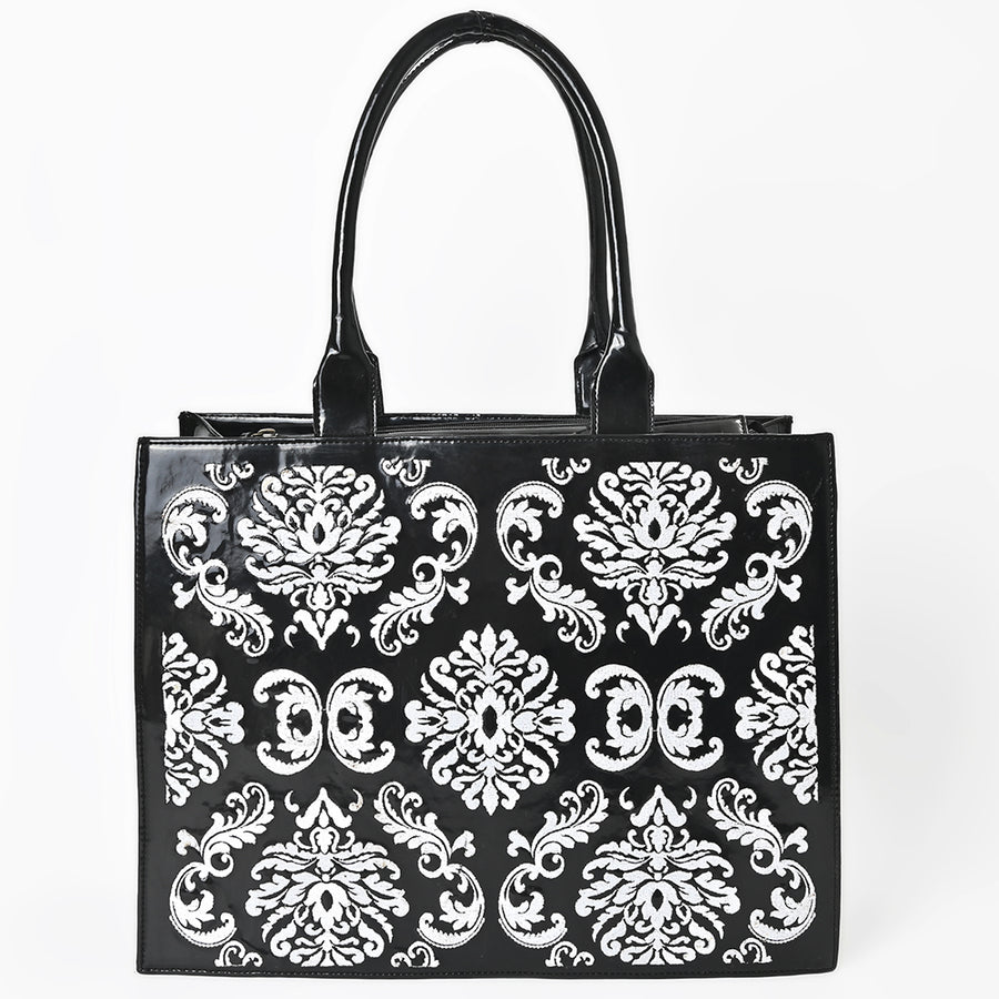 American Darling Tote Bag Western Genuine Leather Embroidered Purse with Braided Trim and Premium YKK Zipper for Women