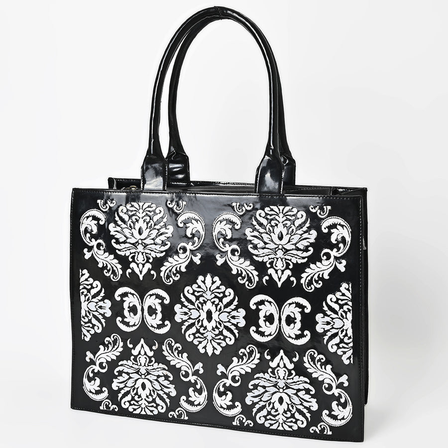 American Darling Western Embroidered Leather Tote Bag with Braided Accents - Uhorse