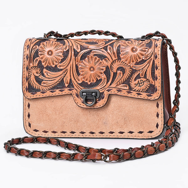 American Darling Hand Tooled Floral and Genuine Suede Leather Western Cross Body Bag - Uhorse