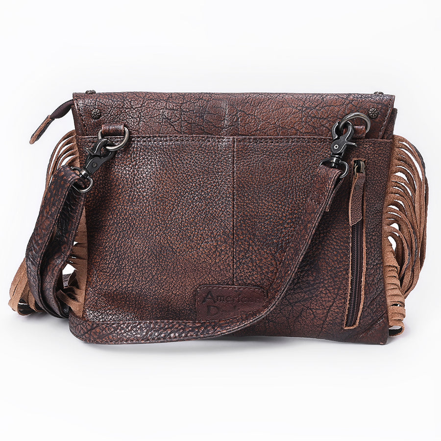 American Darling Cross body Bag Hand Woven Saddle Blanket Fringed Genuine Leather Western Purse with Concho