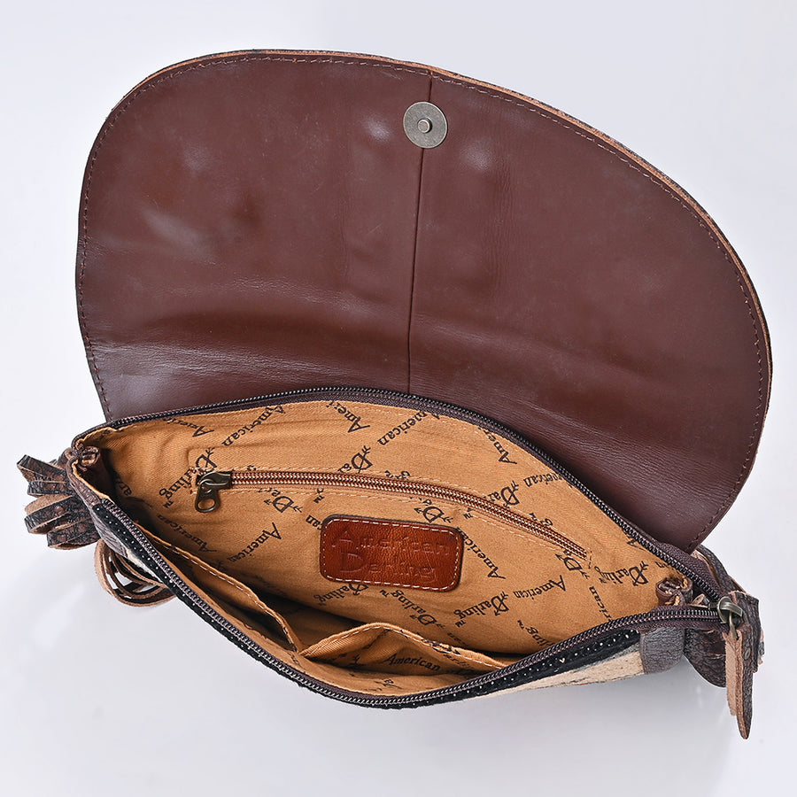 American Darling Cross body Bag Hand Woven Saddle Blanket Fringed Genuine Leather Western Purse with Concho