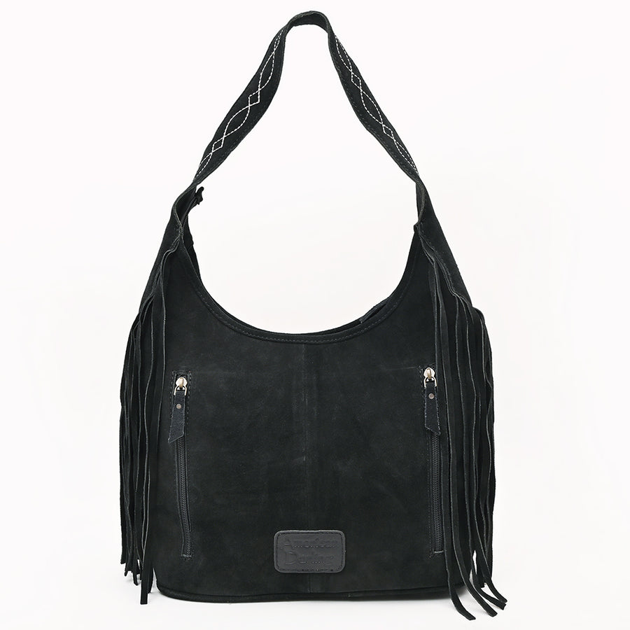 American Darling Hobo Bag Boot Stitched Genuine Suede Leather Western Purse with Buck Stitching