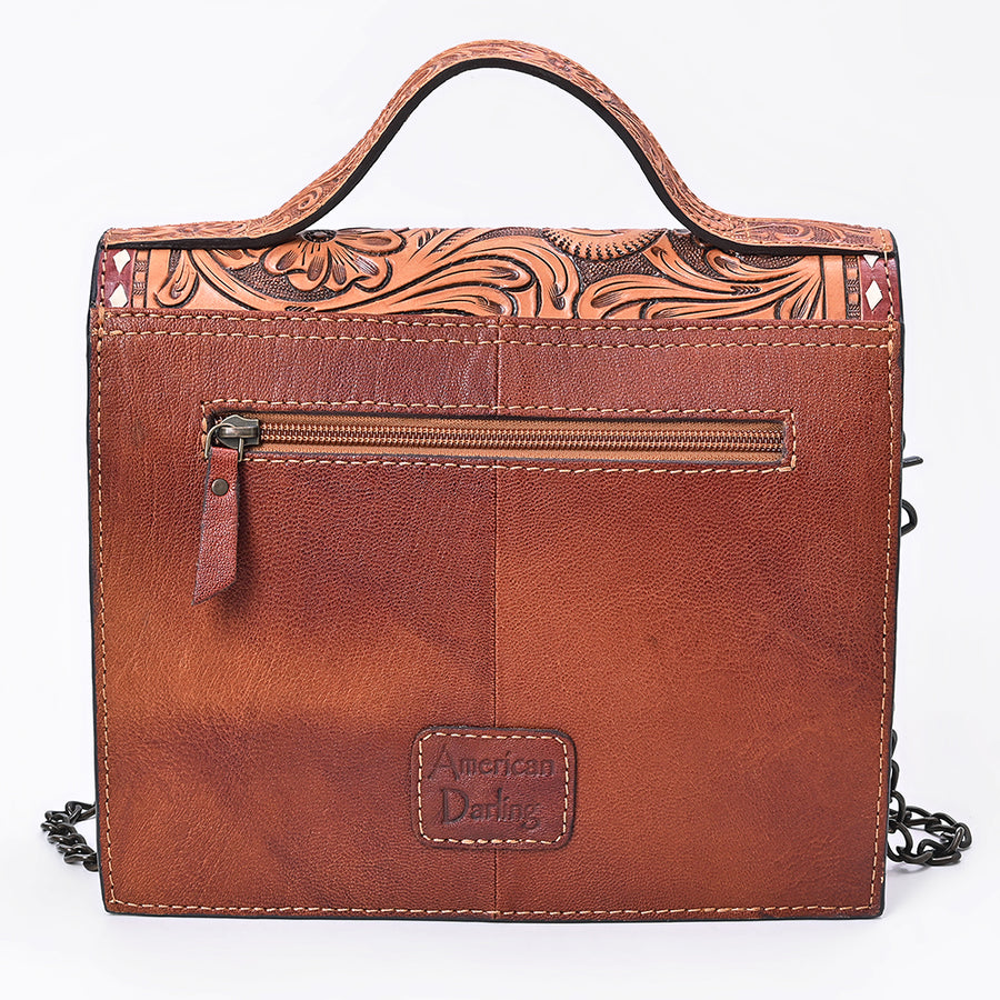 American Darling Cross body Bag Hand Tooled Floral Carved Buck Stitched Genuine Leather Western Purse for Women