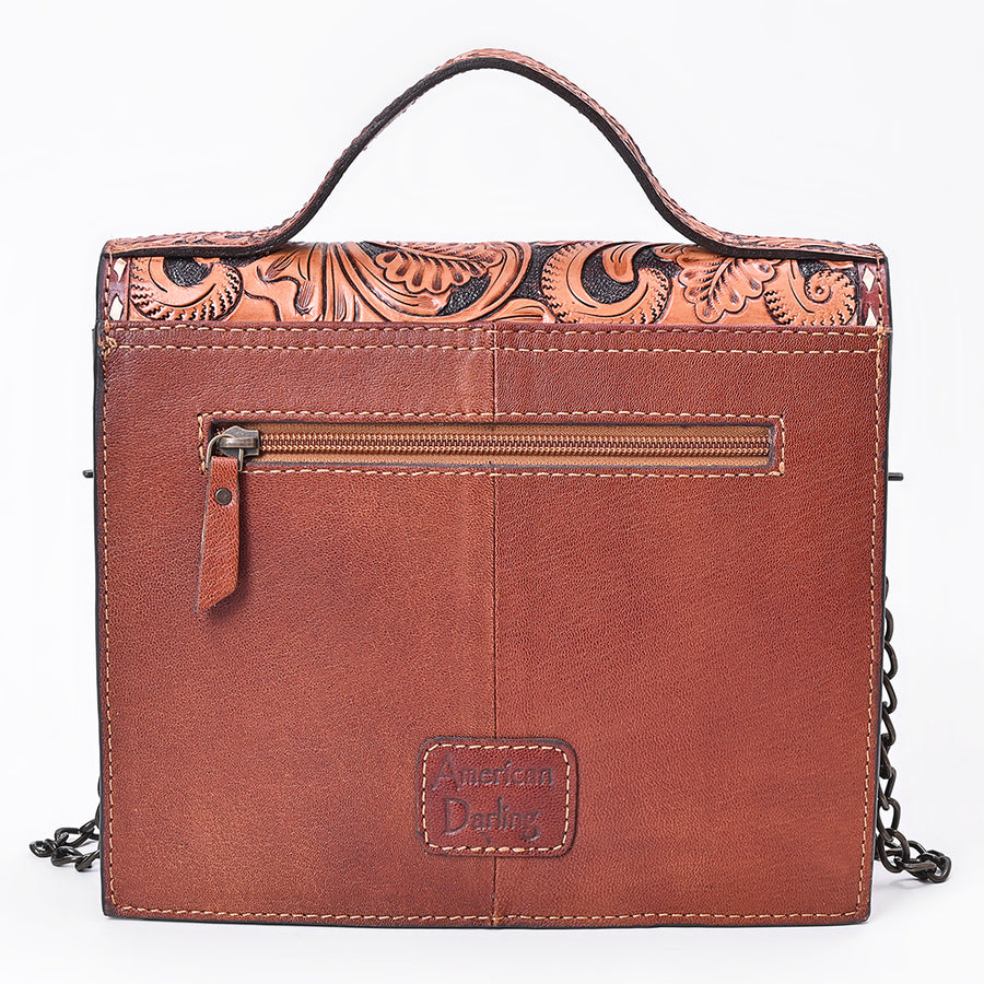 American Darling Cross body Bag Hand Tooled Floral Carved Buck Stitched Genuine Leather Western Purse for Women