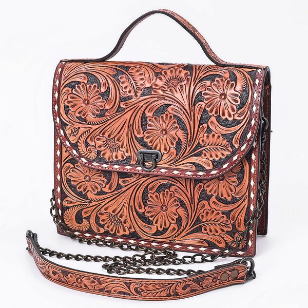 American Darling Hand Tooled Floral Carved Leather Western Cross body Bag - Uhorse