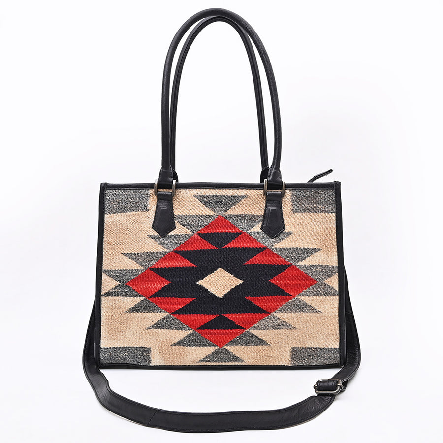 American Darling Tote Bag Hand Woven Saddle Blanket Genuine Leather Western Purse for Women