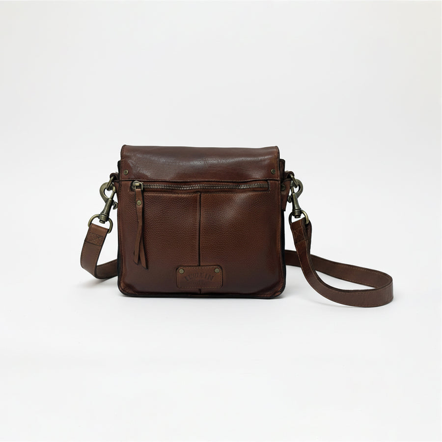 Spaghetti Western Hand-Dyed Genuine Leather Crossbody Bag Vintage European Cowhide Messenger Studded Full Grain Western Purse