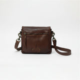 Spaghetti Western Hand-Dyed Genuine Leather Crossbody Bag Vintage European Cowhide Messenger Studded Full Grain Western Purse