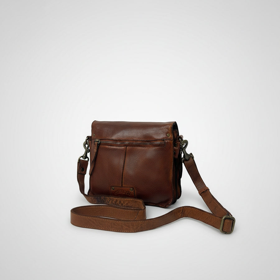 Spaghetti Western Hand-Dyed Genuine Leather Crossbody Bag Vintage European Cowhide Messenger Studded Full Grain Western Purse