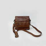 Spaghetti Western Hand-Dyed Genuine Leather Crossbody Bag Vintage European Cowhide Messenger Studded Full Grain - Uhorse