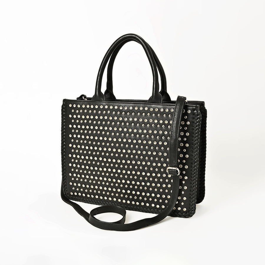American Darling Leather Studded Tote Bag Women Shoulder and Crossbody Handbag - Uhorse