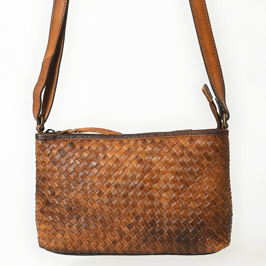 American Darling Crossbody Bag Beautifully Basketweave tooled Genuine Leather women